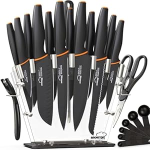 Amorston-Knife-Set-22-Piece-Kitchen-Knife-Set-with-Acrylic-Block-Dishwasher-Safe-with-Sharpener-High-Carbon-Stainless-Steel-Anti-slip-Ergonomic-Handle-BlackValentines-Gift Amorston Knife Set, 22-Piece Kitchen Knife Set with Acrylic Block, Dishwasher Safe with Sharpener, High Carbon Stainless Steel, Anti-slip Ergonomic Handle, Black,Valentine's Gift