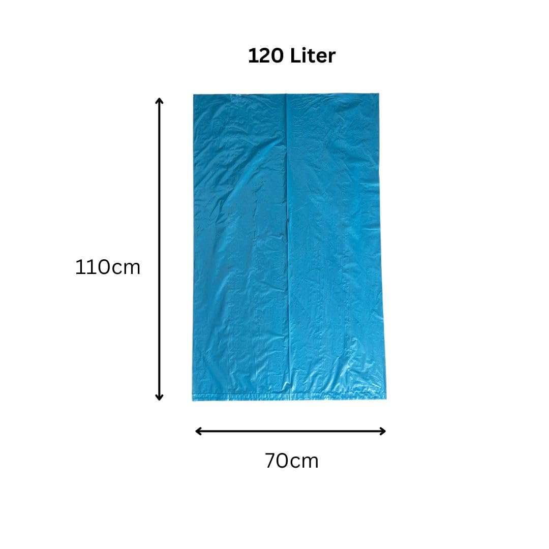 250 sacchetti blu per la spazzatura, 120 litri, resistenti agli strappi, 70 x 110 cm, sacchetti grandi
