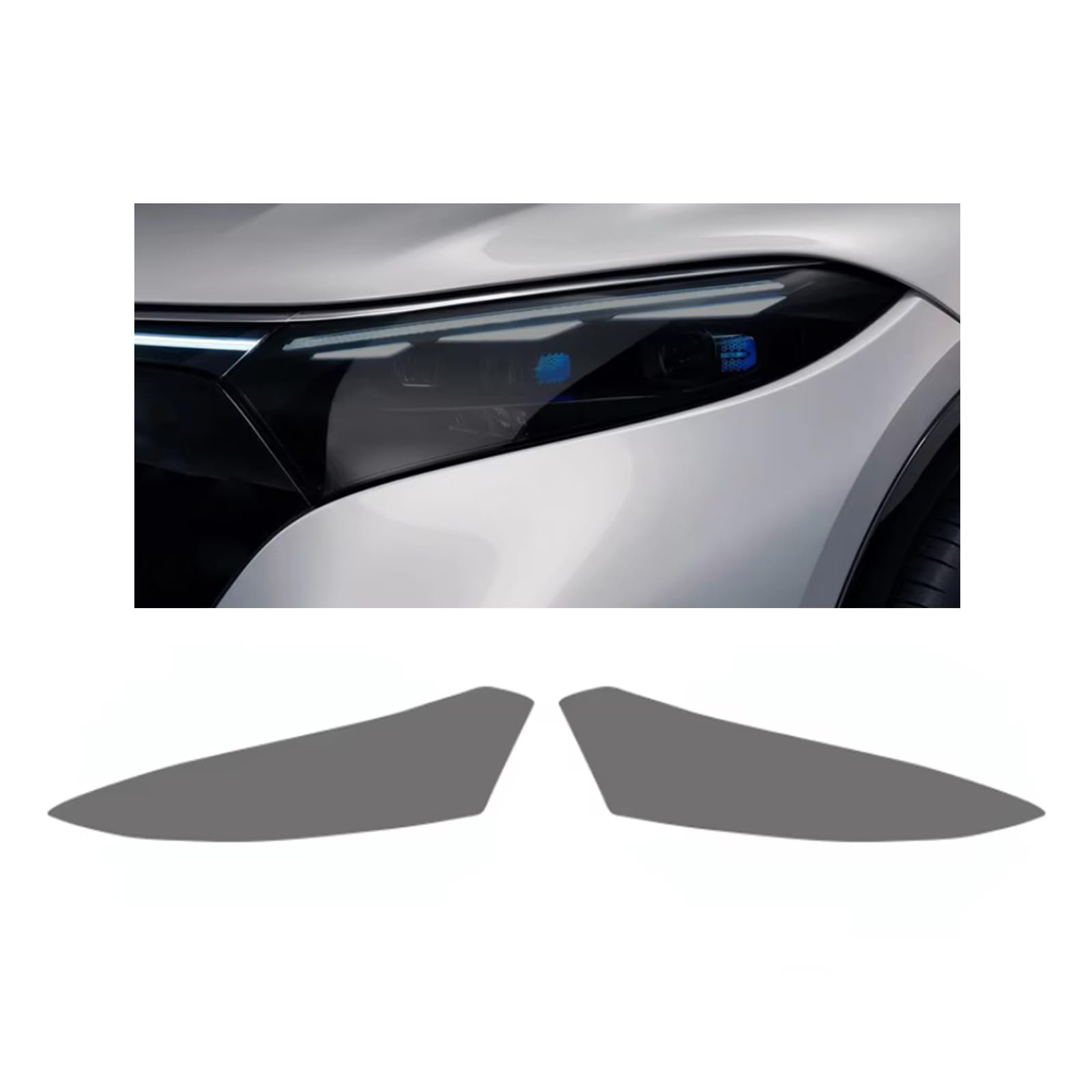 Headlight Film for Mercedes Benz EQS SUV X296 2022-2025, 1Set Transparent/Smoke Black Car Headlight TPU Protective Film