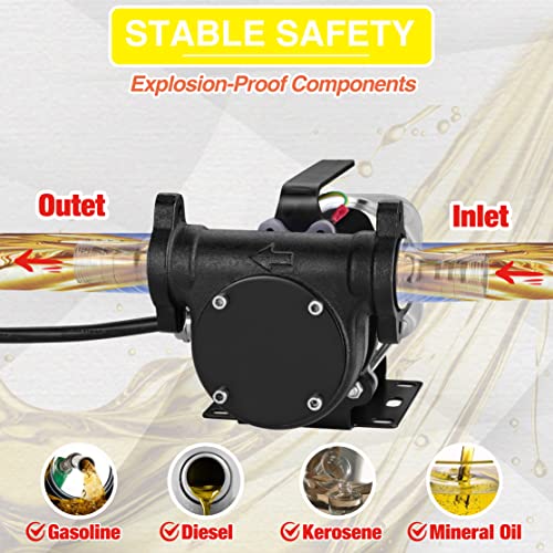 Image of TRUPOW 12V DC 15GPM Self-priming Heavy-duty Gasoline Fuel Oil Transfer Pump with Explosion-proof for Gasoline Diesel Kerosene & More