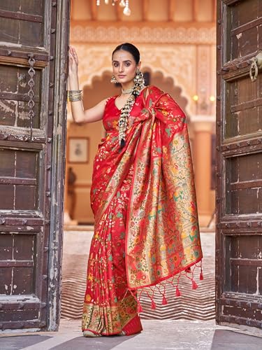 Image of SWORNOF Women's Kanjivaram Soft Silk Banarasi Sarees With Unstiched Blouse Piece