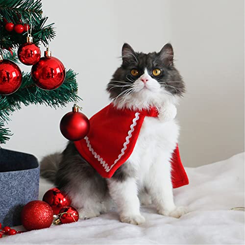 2 Pieces Christmas Pet Costume Set, Dog Cat Christmas Santa Hat Cloak, Adjustable Christmas Pet Costume Accessory For Christmas Decoration Pet Christmas Party Cosplay Supplies For Small Cats Dogs Pets #TOP5