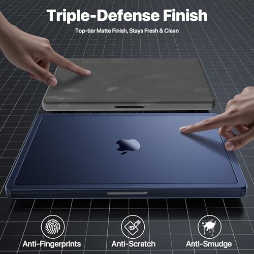 Image of Soonjet CrackGuard for MacBook Pro 14 inch Case | M5 M4 M3 M2 M1 Pro /Max 2026-2021 | Anti-Crack Upgrade | Seamless Fit | Anti Fingerprint & Scratch | Hard Shell Laptop Cover | Midnight Clear