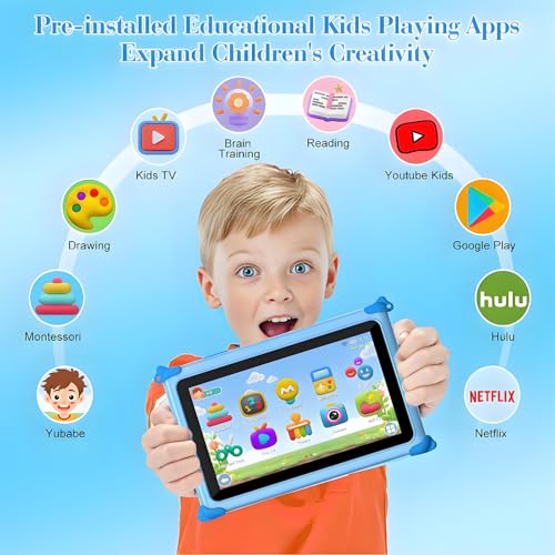 Image of Kids Tablet 7 inch Tablets for Kids 3-7 32GB Toddler Tablet with Protective Case Android Kid Learning Tablets with WiFi YouTube Parental Control Netflix GMS Child Computer for Baby Boys Girls (Blue)
