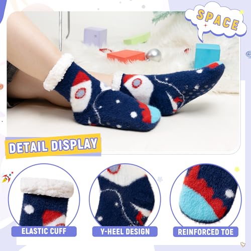 Kids Boys Fuzzy Slipper Socks Winter Soft Warm Thick Fleece Lined Plush Children Non Slip Home Socks4