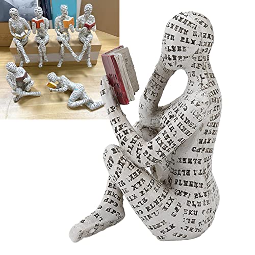 Jeanoko Woman Figurine,Resin Reading Figure Resin Abstract Thinker Sculpture,Innovative Lady Reading Pulp Molding Lady Reading Ornaments Bookshelf Ornaments For Home Decorationdaily decoration - Image 2