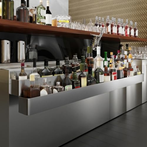Image of 72 in. Double Tier Stainless Steel Speed Rail Rack for Commercial Bars, NSF