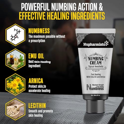 Image of Nupharmisto Numbing Cream Maximum Strength Long Lasting with 5x Numbing Emu Oil and Arnica 60ml