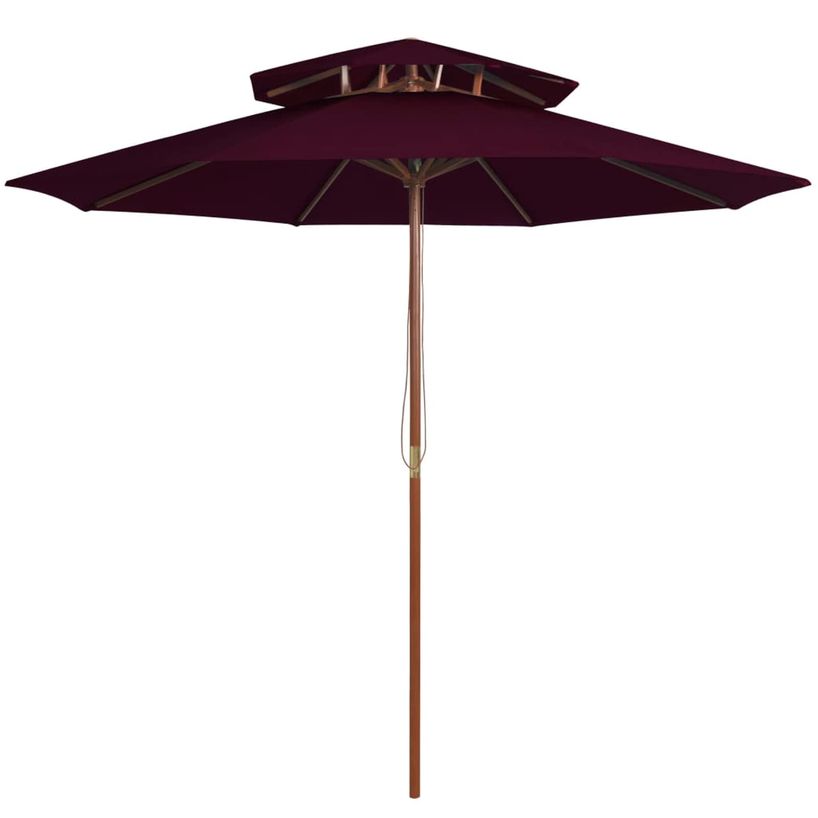 Homgoday Sombrilla de Dos Pisos Palo de Madera Burdeos 270 cmSombrilla de Jardín, Protección UV Sombrilla Jardín Grande Orientable Jardín Parasol Balcón