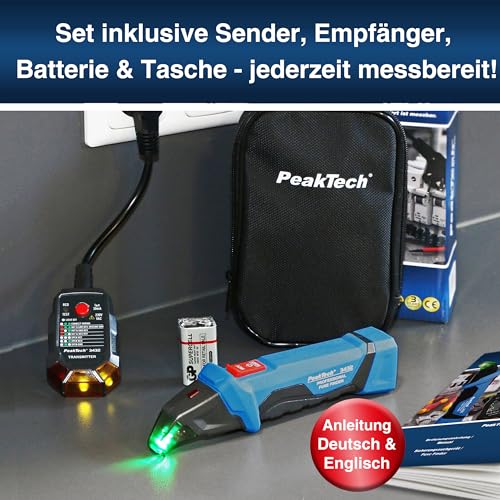 PeakTech P 3432 Sicherungsfinder, Ortungsgerät für Stromkreise, Spannungsprüfer berührungslos...