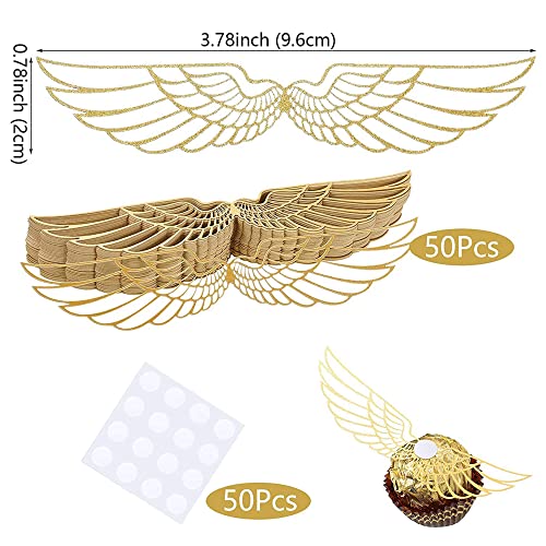 Secreden 50Pcs Chocolate Cupcake Toppers Gold Glitter Wing Cupcake Picks Wizard Party Decoration Hollowed Decoration For Birthday Party Supplies #TOP1