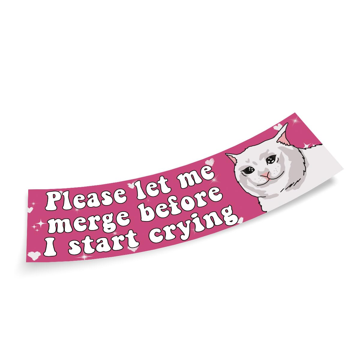 Amazon.com - Please Let Me Merge Before I Start Crying Funny Cat Sticker,  Funny Bumper Sticker for Car Truck, Waterproof UV-Resistant Sticker Size  3x11 inches