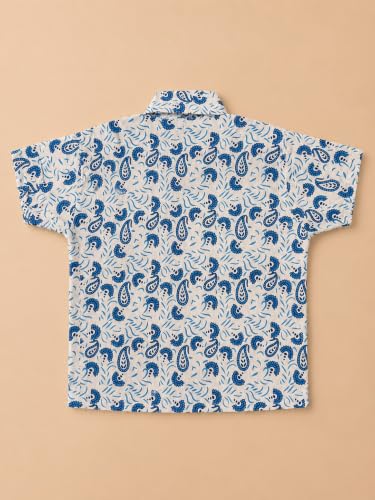 Image of A.T.U.N. (ALL THINGS UBER NICE) Boys 100% Cotton Printed Shirt | Half Sleeve Smart Casual Shirt for Kids | Soft Breathable Button Placket Top