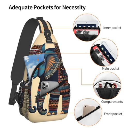 Mochila Crossbody Aztec Elephant Slim Ligera Negra miniatura 4