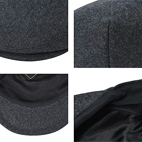 Image of FEINION Men's Wool Tweed Newsboy Ivy Cap Gatsby Golf Flat Hat