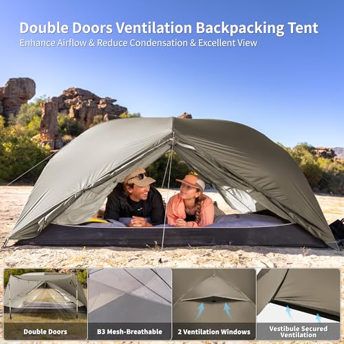 Image of Naturehike Mongar Upgraded 1 /2 /3 Person Backpacking Tent,Waterproof Lightweight Camping Tent with Footprint