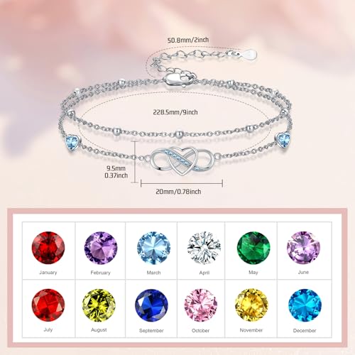 Image of Anklet for Women 925 Sterling Silver Double Infinity Ankle Bracelet Waterproof Summer Jewelry Anniversary Birthday Gifts for Her