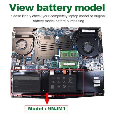 Image of ASUNCELL 9NJM1 Laptop Battery for Dell Alienware 15 R3 R4 17 R4 R5 Series Dell P31E P69F Series ALW17C Series Notebook 0546FF 0HF250 44T2R HF250 MG2YH 0MG2YH, 11.4V 3-Cell 99Wh