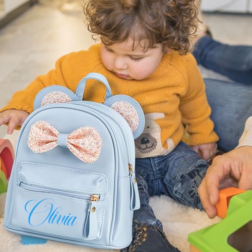 Personalized Bowknot Backpack with Name Cute Mini Backpack Custom Leather Small Rucksack for Travel Casual2