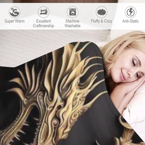 Manta de forro polar de dragón para tardes de sofá y cama cálida 5