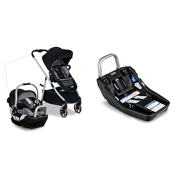 Britax Willow Grove SC Baby Travel System, Infant Car Seat and Stroller Combo with Alpine Base, ClickTight Technology, SafeWash, Pindot Onyx & AlpineTM Infant Car Seat Base with ClickTight