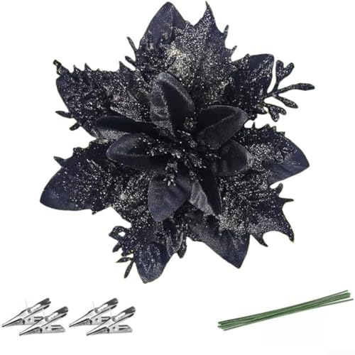 Schwarze Weihnachtsbaumspitze 28 Weihnachtsbaum-Blumen-Dekoration mit Stiel-Clips, 30 Stück,...