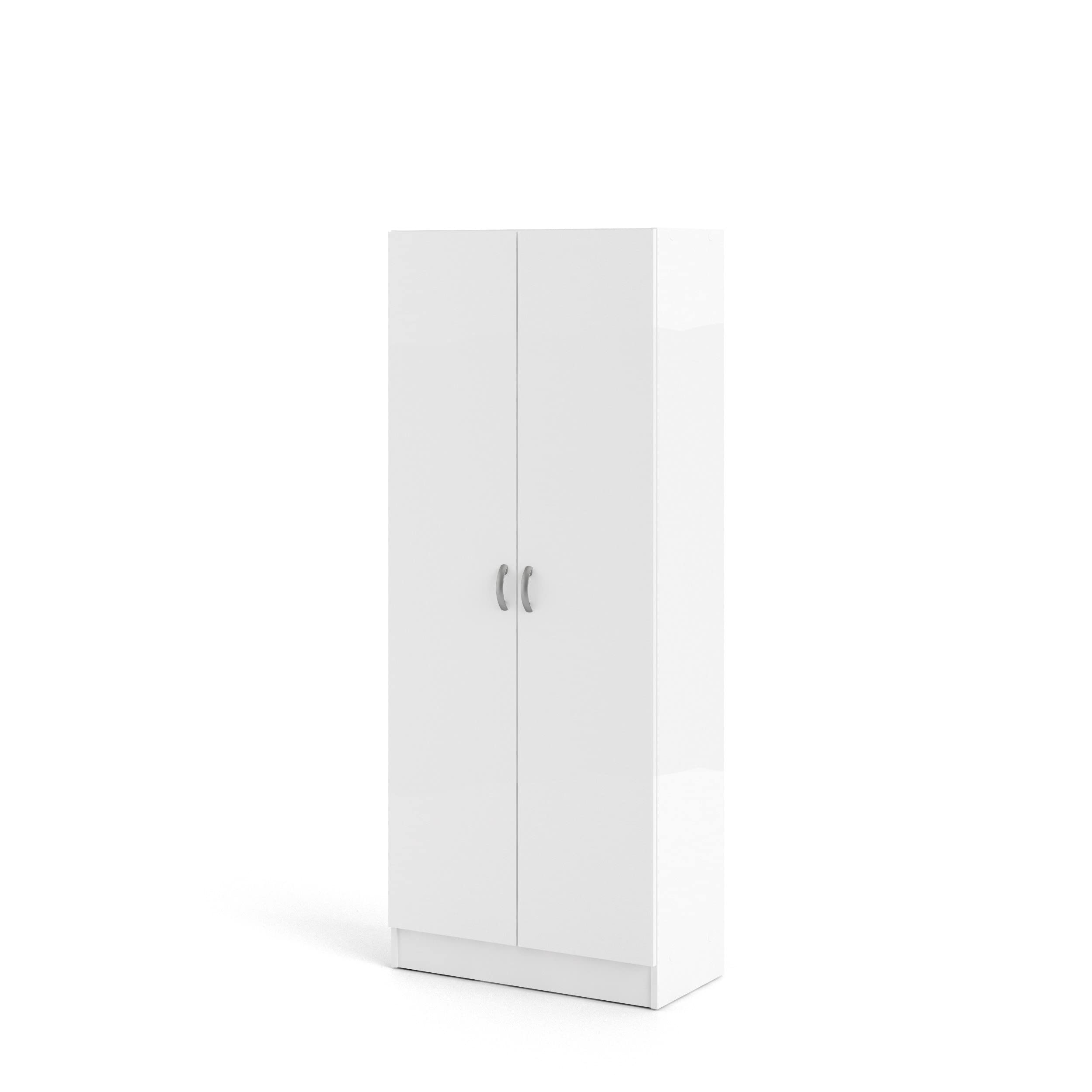 Arredo Stock Armadio bianco multifunzione due ante battenti, 69x35x170 cm