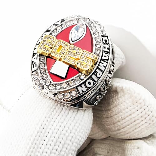 Image of 2025 Fantasy Football Championship Ring | Heavy FFL Champion Trophy Ring | Gold Silver Tone Plated Award Trophy for Fantasy Football League Winner