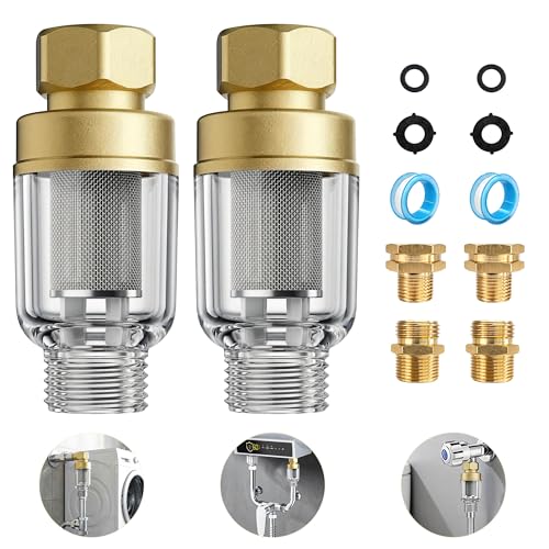 2-Pack Brass Sediment Filters 50-Micron Reusable Water Pre-Filters