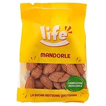 LIFE Mandorle Sgusciate – Frutta Secca, Snack in Pratico Sacchetto, Vegano 100% Naturale, Formato Convenienza 100g (Confezione da 6)