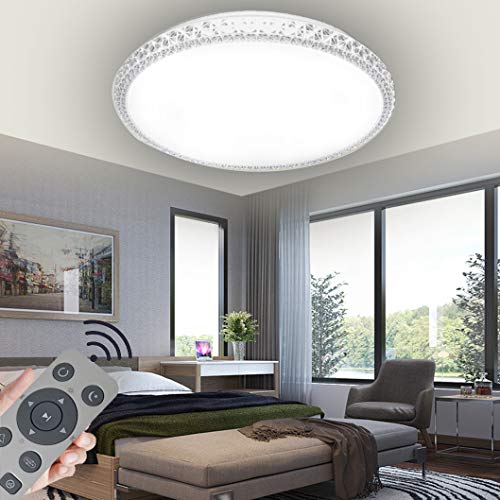 Preisvergleich Produktbild 48W LED Deckenleuchte Dimmbar, Deckenlampe Kristall Sternenhimmel Leuchte für Flur, Wohnzimmer, Küche, Büro, Modern Lampe Schutzart, Energie Sparen Licht, Dimmbar (3000-6500K) inkl. Fernbedienung (48)