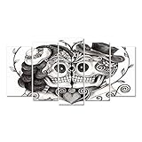 iHAPPYWALL Vintage Skull Canvas Print Art Skull Head Couple Love With Flower In Eyes Human Skeleton