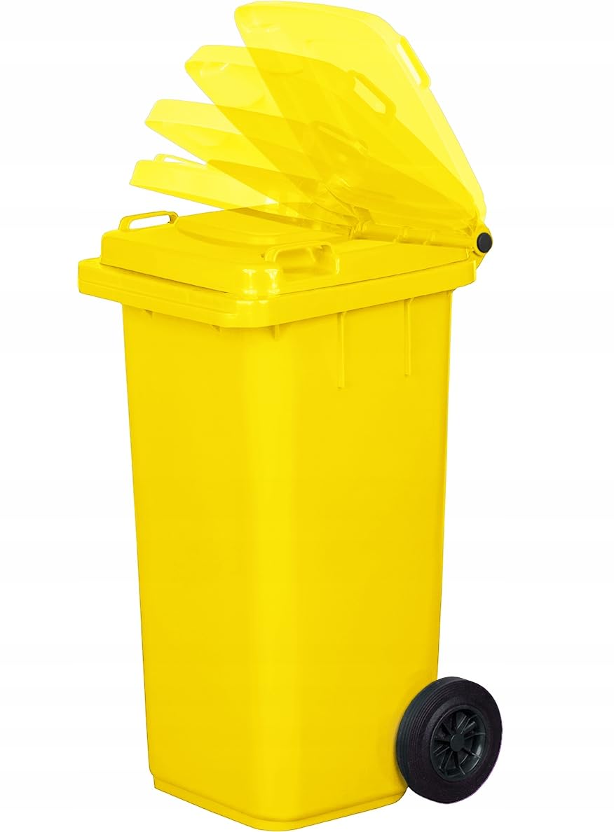 Mülltonne 120 L Gelb Pfand-Sammelbehälter mit Rädern für Plastikflaschen