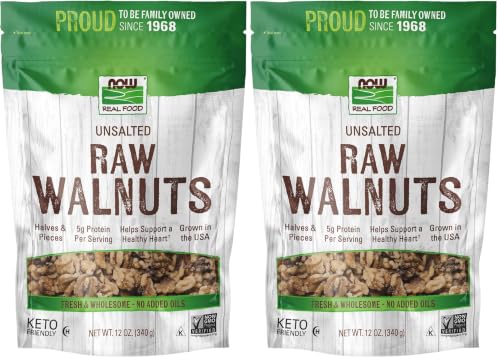Image of NOW Foods, Walnuts, Raw and Unsalted, Halves and Pieces, Natural Source of Protein and Essential Fatty Acids, Grown in the USA, Certified Non-GMO, 12-Ounce (Packaging May Vary) (Pack of 2)