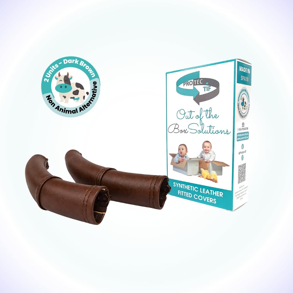 PROTEC TIF | Coperture in Similpelle per Manubrio – Compatibili con CYBEX PRIAM – Protezione Elegante – Fatte su Misura in Spagna (marrone scuro)