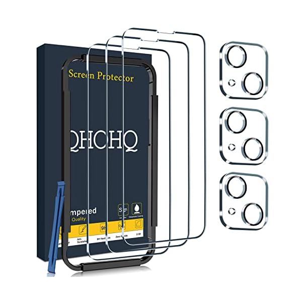 QHOHQ 3 Piezas Protector de Pantalla para iPhone 14 6.1"/iPhone 13 6.1" con 3 Piezas