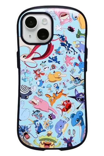ポケットモンスター/ポケモン iFace First Class iPhone 15 専用 ケース (PK総柄/ライトブルー)【アイフェイス アイフォン15 iphone15 用 カバー 耐衝撃 ストラップホール付き 】