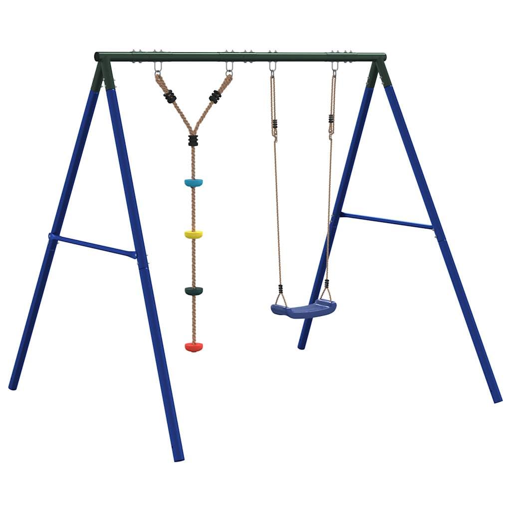 Set altalena con sedile a dondolo e altalena da arrampicata in acciaio verniciato per bambini dai 3 ai 10 anni, attrezzo da gioco da giardino con corda da arrampicata e tavola