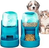 Pets Feeder Set Dog Feeder Cats Feeder with Water Dispenser Automatic Gravity Big Capacity Pets Feeder Auto for Small Medium Big Cats Dogs (Blue)