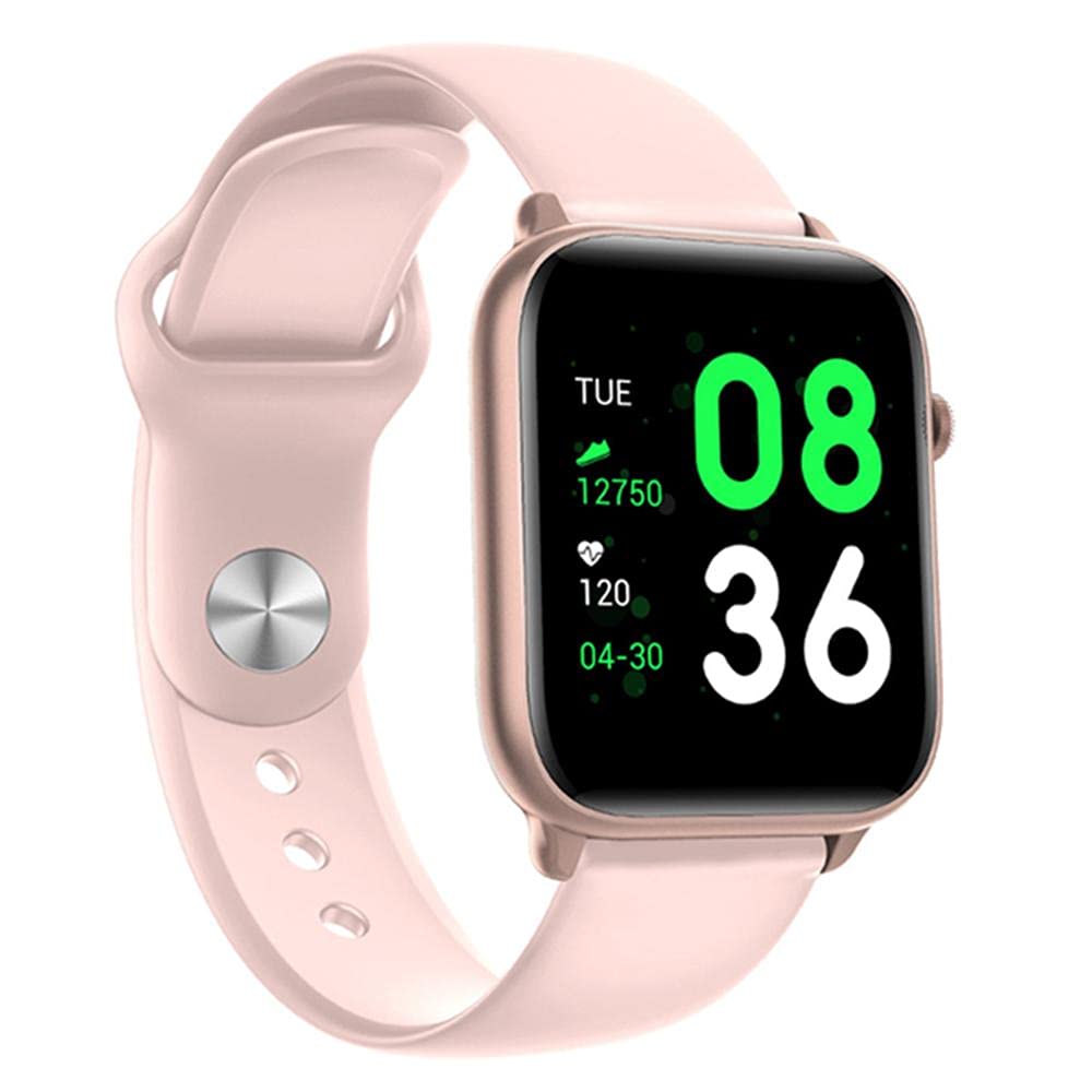 Reloj inteligente, rastreador de actividad física, medición de temperatura impermeable IP68, monitor de frecuencia cardíaca, pulsera deportiva para Android iOS (rosa)