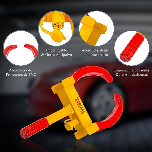 Safstar Universal Wheel Lock Clamp, Heavy Duty Security Trailer Wheel Lock with 3 Keys, Adjustable Anti Theft Lock Fit Most Vehicles Max 11.8" Tire SUV Boat Motorcycle Golf Cart Tire Lock (1 Pack) - Thumbnail 4