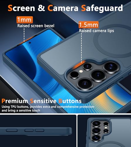 Image of FNTCASE for Samsung Galaxy S25-Ultra Case: Matte Translucent Slim Cell Phone Cover with Magnetic Ring (No Tail) - Rugged Durable Shockproof Protective - Military Grade Drop Protection 6.9 inches