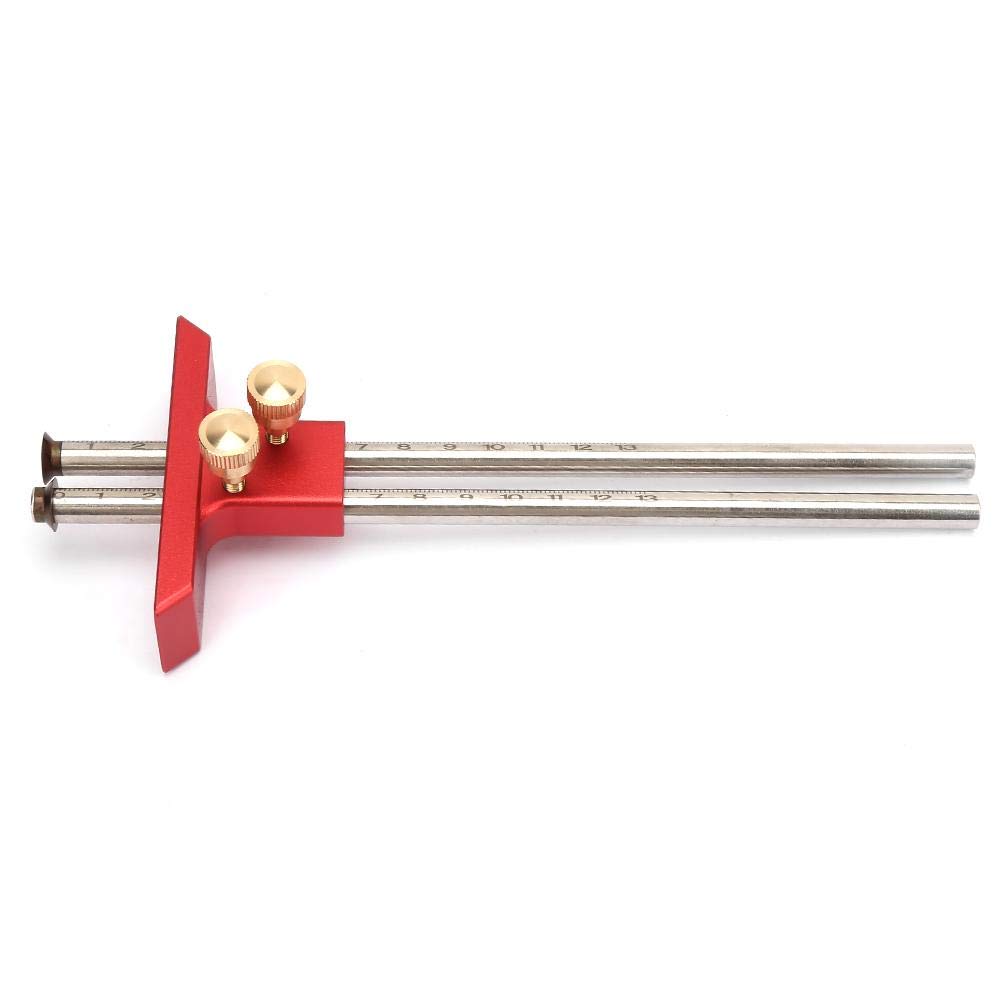 Nikou Marking Gauge- High Precision Woodworking Double Head Scriber Righer Clear Scale Marking Gauge Wood Scribe Tool Carpentry