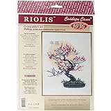 14 colores de hilo Kit de Punto de Cruz. Bonsai con Flores Rosas