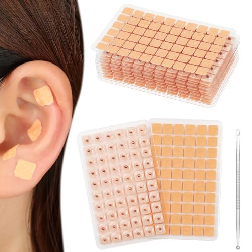 ABOHU Ear Seeds 600 Pcs Ear Press Seeds Disposable Acupressure Ear Seeds Self-Care Acupressure Vaccaria Earseed Patch Plasters for Anxiety Massage Earseed Patch Studs for Men Women Relax