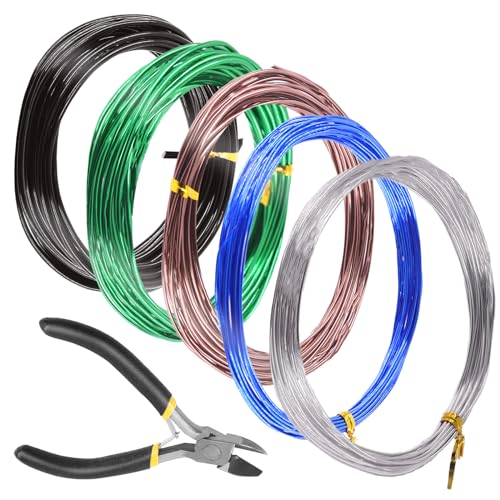 Rustark Kit de fils pour bonsaï avec cutter Tree Training - En aluminium anodisé - Pour bonsaï