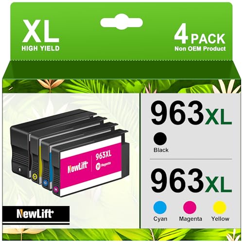 NewLift Kompatibel für HP 963 Druckerpatronen Kompatibel für HP officejet Pro 9010 9020 9022 9015 9016 (4er-Pack)