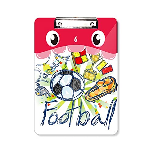 Dossier football animation A4 avec bloc-notes rigide à tête plate pour écolier