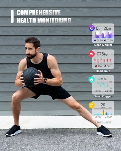 Fitness Tracker, Smart Watch for Women Men with 24/7 Heart Rate/Blood Pressure/Blood Oxygen Monitor,Sleep Tracker,Step & Calorie Counter, IP68 Waterproof Fitness Watches Compatible with Android&iPhone - Image 4