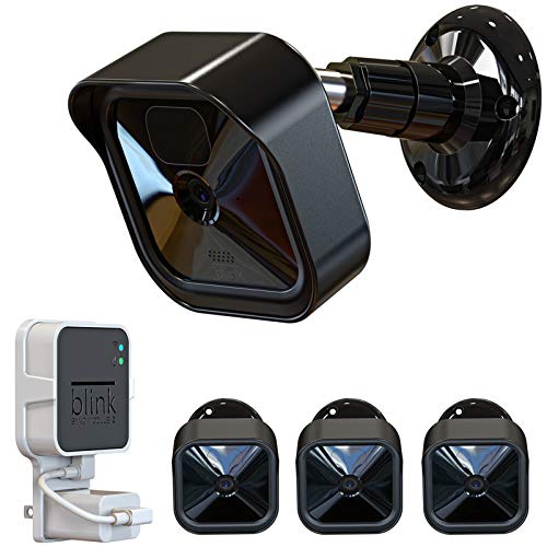PEF All-New Blink Outdoor Camera Mount, Weatherproof Protective Cover and 360 Degree Adjustable Mount with Blink Sync Module 2 Outlet Mount for Blink Security System (Black, 3 Pack)